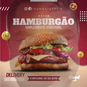 Arte de fácil edição para Hamburguerias, Lanchonetes, Casas de Lanche ou  negócios do gênero fazerem propaganda nas redes sociais - Facebook,  Instagram, Tiktok